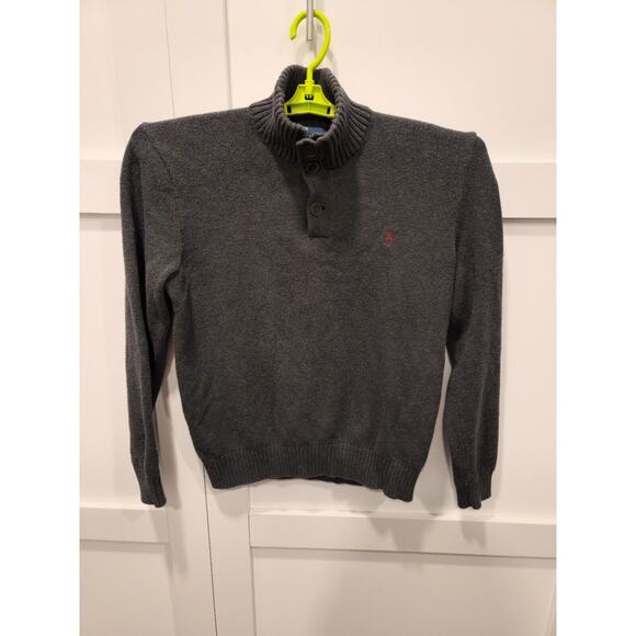 Polo Ralph Lauren Sweater Mens Medium Gray Pony Mock-Neck Preppy Academia Dad - Picture 1 of 9